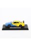 1:24 Scale Model Vehicle with Sound and Light, 4 Doors, Opening Hood and Trunk, with Stand, Yellow Blue - 2