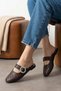 Nordy Brown Knitted Textured Stone Buckled Stylish Daily Model Women Slipper - 3