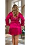 New Season Burgundy Satin Bride Embroidered Plus Size (Oversized) Tie-Detail Dressing Gown - 2