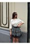 Women's Lace Detailed Layered Plaid Skirt