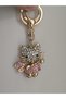 Gold Color Stone with Cute Cat Figure Keychain – Stone Detail Bag and Key Accessory - 3