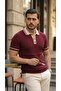 Men's Button Collar Contrast Collar Knitwear T-Shirt - 6