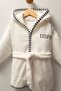 Licensed Baby Boy Cream Navy Blue Bathrobe Set 4 Pieces - 2