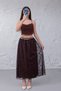 Women's Black Lace Tulle Detail Midi Length Pleated Lined Stylish Skirt - 4