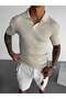 Men's Italian Polo Neck F Corded Fabric Knitwear T-Shirt Vertical Ç Striped Knitted S Slim Fit T-Shirt Old Money - 4