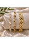 Stainless Steel 3-Piece Combination Bracelet Set with Stone Detail - 2