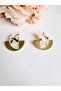 Steel Fan Gold Earrings 4 cm