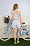 Women's Shoulder Ruffle Detail Blue Shorts Set - 2