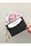 Five-Compartment Heart Detailed Black Women's Card Holder and Bag Charm - 4