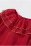 Girl's Cotton Pack Red Flywheel Collar Blouse - Gold Striped Detail - 5