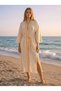 60% Linen 40% Cotton Handmade Suzeene Embroidered Beach Kaftan, Breathable and Quick-Drying Fabrics