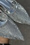Glow Silver Glittery Pointed Toe Heeled Shoes - 2