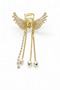 Stone-Embellished Butterfly Hair Clip – Gold and Silver Color Women's Hair Accessory with Pearl Chain Dangle - 2