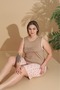 Milan Fabric Women's Big Size Printed Pajama Set with Shorts - 2