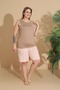 Milan Fabric Women's Big Size Printed Pajama Set with Shorts - 3