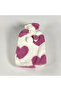 Kalp Patterned Plush Hot Water Bag with Cover - 1.8 Liter Soft Thermofor with Pompom - Pink White