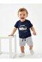 Cotton Caravan Detailed Striped Poplin Fabric Shorts 2-Piece Baby Boy Set - 2