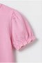 Girl's Cotton Pack Pink Flywheel Collar Blouse - Gold Striped Detail - 2