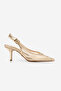 Women's Stiletto Pointed Toe Transparent Mesh Open Back Strap Classic Heeled Shoes Vimola Gold