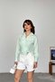 Women's Green Striped Lacing Detailed Shirt - Cotton Blend Mlb161 - 5