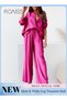 Ladies 2 Piece Suit Comfortable Cotton Linen, for Daily Commute - Shirt and Wide Leg Pants Set with