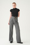 Anthracite Belt Detail Palazzo Pants 8421A - 3