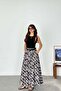 Women's Gray Patterned Long Skirt – Belt Pieces and Pocketed Mlb159 - 4