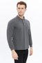 Men's Long Sleeve Polo Neck Cotton T-Shirt Long Sleeve t Shirt Anthracite Melange - 4