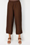 Women's Elastic Waist Pocketed Pants Brown - 3
