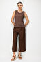 Women's Elastic Waist Pocketed Pants Brown - 7