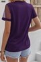 New Season Women's Short Sleeve Tulle Detail Stone Embroidered Janjan K Crepe Blouse - 3