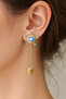 Sky Crystal Stone Steel Earrings - 2