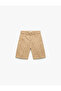 Sea Themed Printed Buttoned Pocket Detail Cotton Piece Shorts