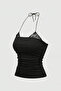 أسود مع دانتيل ملحقات و بأربطة حزام Y2K بقصة قصيرة - 2