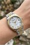 Silver & Gold Women's Wristwatch |   35mm Steel Case, Gold Silver Metal Band, White Dial - 2