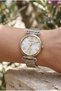 Gold Silver Round Case Women Wrist Watch |   30 mm Steel Case, Gold Silver Metal Cord - 2