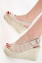 Beige Women's Wedge Heel Shoes - 2