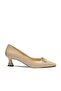 Genuine Leather Buckled Short Heeled Shoes Z263 Nude (Ten)