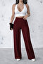 Burgundy Modal Fabric High Waist Trousers - 2