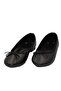 Black Leather Buckle Casual Ballerina Shoes - 5