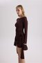 Avenya Rose Detail Coffee Mini Dress - 4