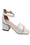 Beige Satin Girl's Heeled Sandals Shoes - 5