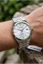 Modern Men's Wristwatch |   40mm Steel Case, Silver Metal Band, Silver Dial - 3