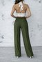 Khaki Modal Fabric High Waist Trousers - 3