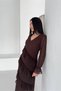 Women's Brown V-Neck Layered Ruffle Detail Midi Length Chiffon Dress Nbk079 - 4