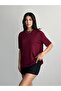 Crew Neck Claret Red Modal Fabric Women's T-Shirt - 4