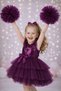 Girl's Buckled Pompom Sleeve Evening Dress Party Birthday Dress Without Skirt - 2