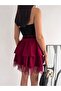 Women's Mini Length Tü Tulle a Lace Waisted Skirt with Belt Volants - 6