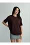 Crew Neck Brown Modal Fabric Women's T-Shirt - 3