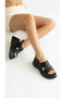 Open Sides and Front, Elastic Ankle, Summer Women's High Wedge Heel Sandals Shoes